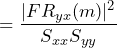 \begin{equation*} =\frac{|FR_{yx}(m)|^2}{S_{xx}S_{yy}} \end{equation*}