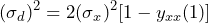 \begin{equation*} (\sigma_{d})^2=2(\sigma_{x})^2[1-y_{xx}(1)] \end{equation*}