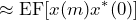 \begin{equation*} \approx\text{EF}[x(m)x^{*}(0)] \end{equation*}