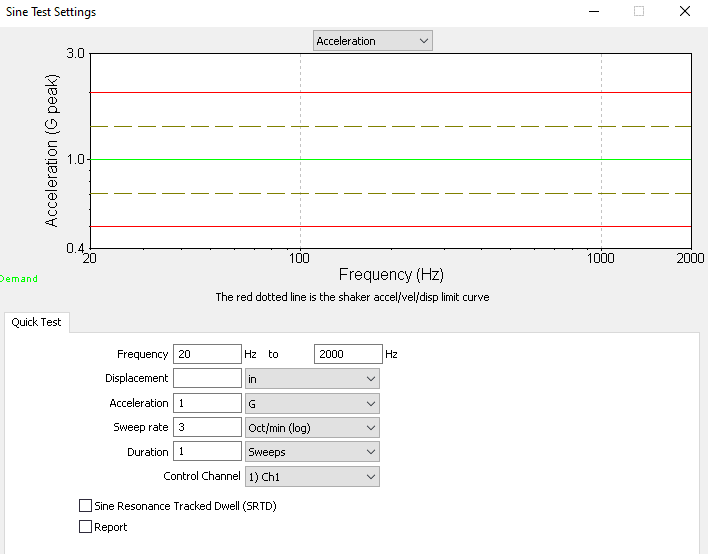 Sine test settings module 1.1