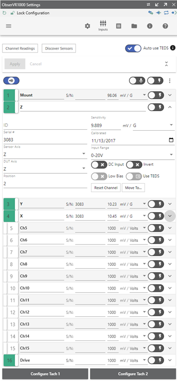 configuration in the VR Mobile application