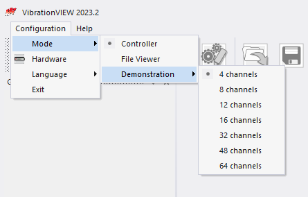 Configuration for Demonstration mode in VibrationVIEW
