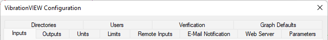 Configuration options in the VibrationVIEW software